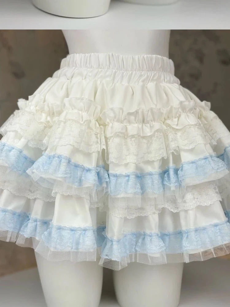 Lunivop  Lolita Sweet Cake Skirts Women Slim Lace Patchwork Sexy Mini Ball Gown Skirts Kawaii Casual Japan Cute Summer A Line Skirt