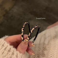 Lunivop Exaggerated Metal Geometry Large Circle Leopard Print Hoop Earrings for Women Fashion Autumn and Winter Ear Jewelry Gift