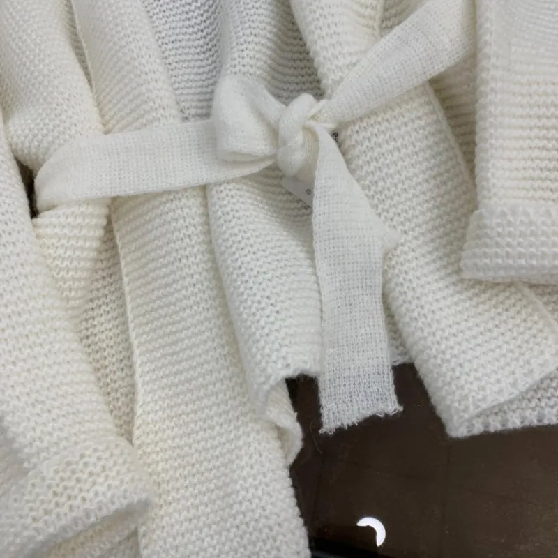 Lunivop Tie Front Robe Cardigan for Women Cozy Knitted Long Sleeve Sweater Coat Autumn Winter Teen-girl Basic Chic Outfit