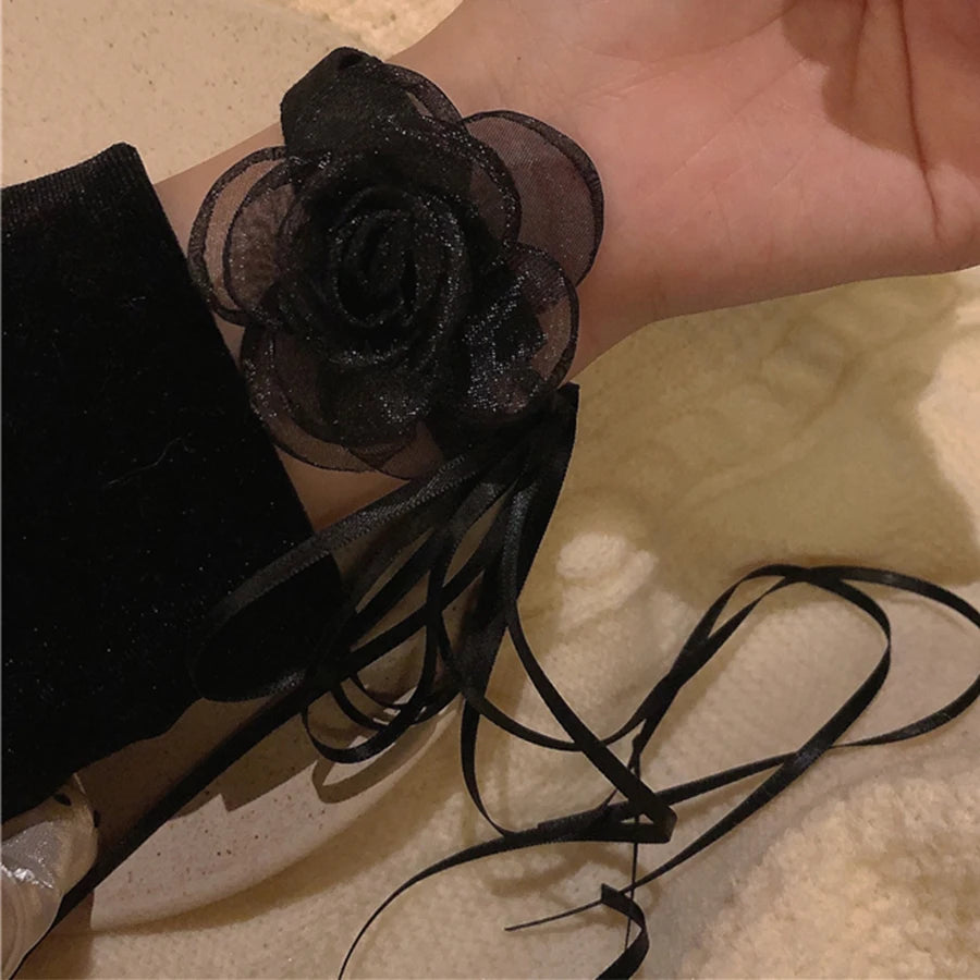 Lunivop New Fashion Vintage Black Flower Necklace for Women Niche Design Charms Choker Sweet Cool Party Jewelry Cosplay Gifts