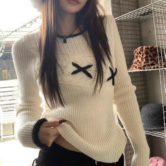 Lunivop Korean Style Elegant Sweaters Sweet Vintage Long Sleeve Knitted Pullover Autumn Winter Patchwork Sweaters Aesthetics