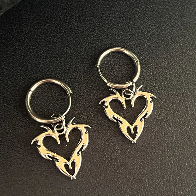 Lunivop Y2K Accessories Hoop Earrings Korean Fashion Thorn Heart Earrings for Women Punk Charm Jewelry Goth