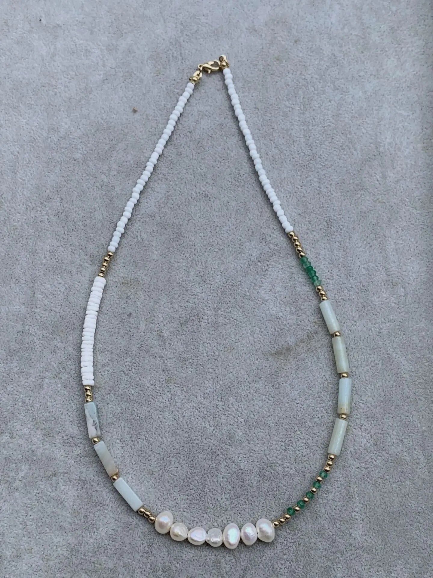 Lunivop Bohemia Seed Beaded Natural Stone Choker Necklace for Women Girls Beach Boho Party Trend Jewelry