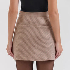 Lunivop  Autumn Winter High Waist Houndstooth Plaid Mini Skirt Women Side Zipper A line Short Skater Party Femme