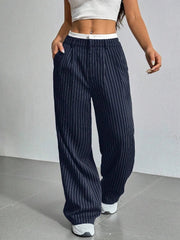 Lunivop  Y2K Korean Fashion Vintage Striped Wide Leg Baggy Jeans Pants Women Clothes High Waist Straight Washed Casual Lady Trousers