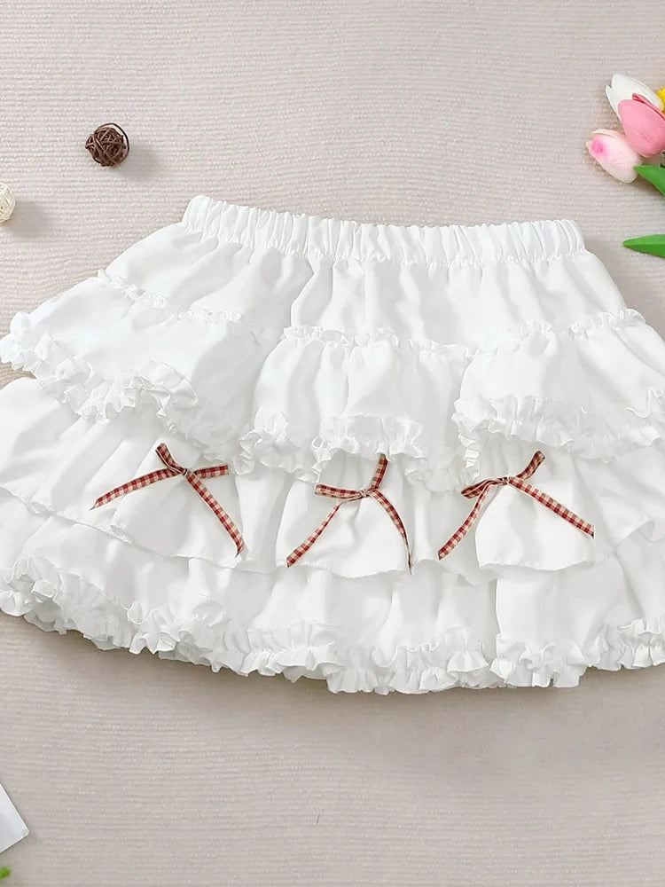 Lunivop  Cute Bow Mini Skirt Women Sweet Fashion High Waist Japan A Line Skirts Casual Chic Summer Female Kawaii Cake Skirt New
