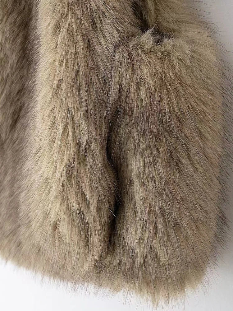 Lunivop Turn-down Collar Fluffy Faux Fur Vest Women Luxury Solid Sleeveless Waistcoat Female Autumn Winter High Street Outwear Tops