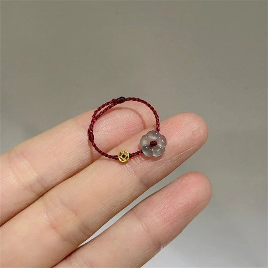 Lunivop New Trendy Simple Flower Coins Adjustable Woven Rope Ring for Women Niche Design Wealth Ring Cool Party Jewelry Gifts