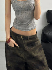 Lunivop  American Retro Camouflage High Waist Baggy Casual Jeans Women Y2K Loose Straight Tube Pants Long Trousers Wide Leg Denim Trouser