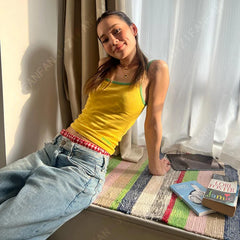 Lunivop Gothic Sexy Yellow Sleeveless Tank Tops Vintage Letter Cute Grunge Streetwear Crop Tops Gothic Girls Corset trashy y2k 2000s