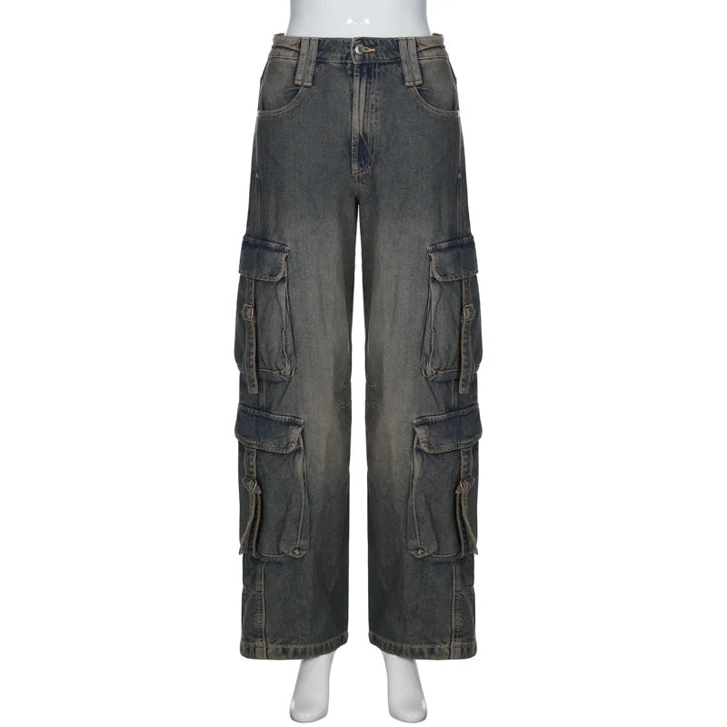 Lunivop Denim Button Pockets Zipper High Waist Long Women'S Pants Jeans Autumn Winter New Solid Y2K Streetwear Clothing