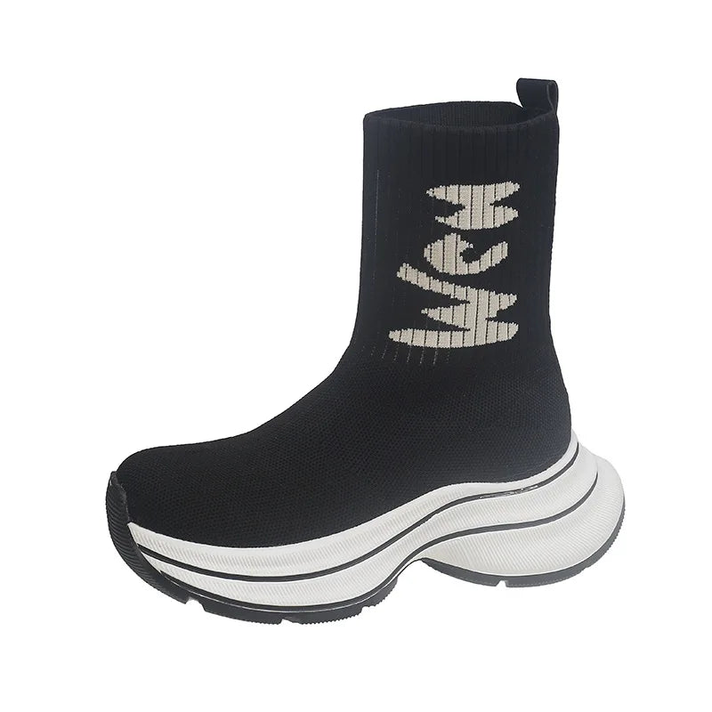 Lunivop Autumn Winter New Platform Socks Shoes Women Thick-soled Casual Net Knitted Short Boots Fashion Sport Women Botas De Mujer