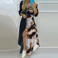 Lunivop  Summer Boho Shirt Dress Women Turn-down Collar Single Breasted Button Long Dress Female Sexy Letter Print Maxi Dresses