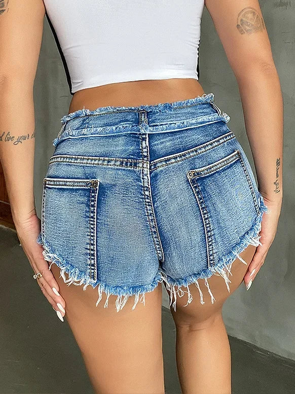 Lunivop New Summer Fashion Women's Denim Shorts European Style Stretch Ripped Style Wish Explosive Popular Shorts