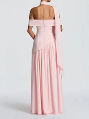 Lunivop  2000s European fairycore Elegant One Shoulder Solid Color retro Dress Fashionable Sexy backless High slit Women's Long Dress