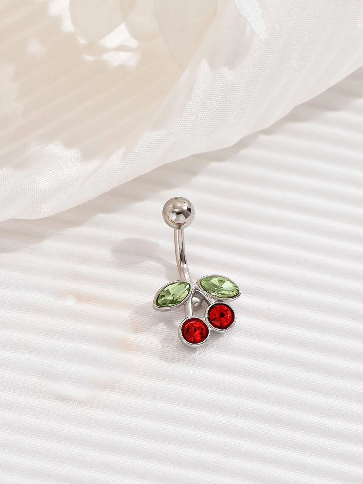 Lunivop  Cute Surgical Steel Plated Cherry Belly Button Ring for women Body Belly Piercing Fruit Navel Belly Button Rings