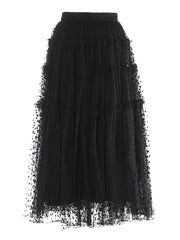 Lunivop Fashion Solid Color Folds Skirt Women's High Waisted Mesh Splicing Large Swing Skirts 2025 Summer New Tide