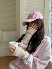 Lunivop Colorful Stripes GlovesWomen Winter Gloves Knit Sleeve Gloves Winter Girl Student Solid Color Knitted Gloves For Women