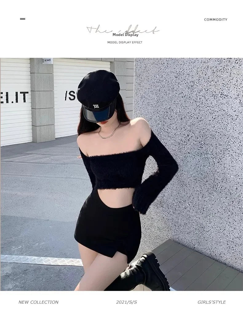 Lunivop High-waisted Black Bodycon Skirt Sexy Slimming Mini Dress New 2024 Spring Women's Fashion Korean Style Ultra-pure Desire
