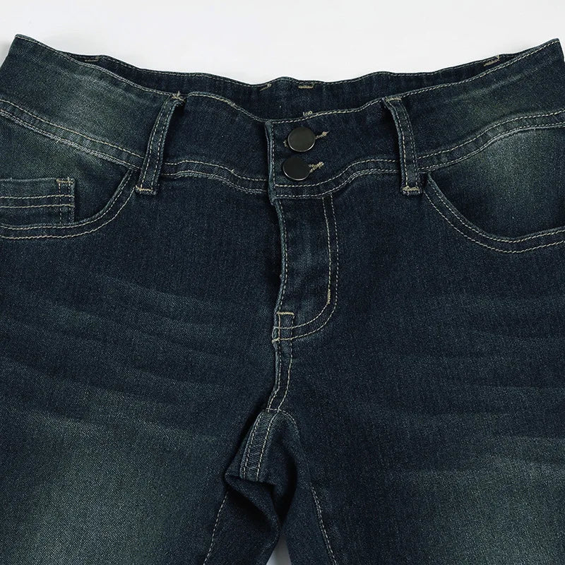 Lunivop Vintage y2k Flared Jeans Retro Button-up Low Rise Casual Denim Pants Harajuku 2000s Trousers Basic Aesthetic Mom