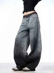 Lunivop  American Retro Washed Gradient Y2K Baggy Pants Women High Waist Bending Knife Pants Loose Wide Leg Floor-Length Pants Streetwear
