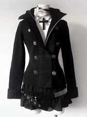 Lunivop  Goth Clothing Punk Fashion Woman Knitted Sweater Streetwear Girl Winter Buttons Hoodies Harajuku Vintage Grunge Hooded Y2k