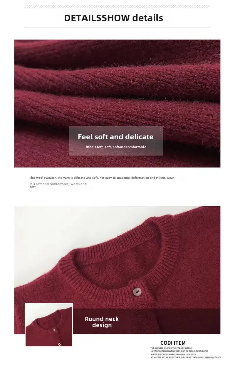 Lunivop Knitted Sweater Cardigan Loose-fit Warm Jacket Inner Wear Outer Korean Style Stylish Women's Top Core-spun Yarn