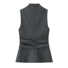 Lunivop  New Fashion Women High Neck Sleeveless Button Top Elegant Chic Lady Tank Tops