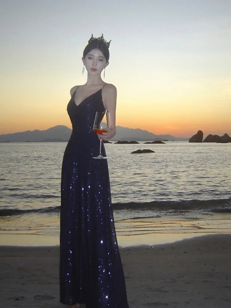 Lunivop Sexy Slim Luxury Gown Evening Dresses Elegant Backless V-Neck Split Party Dress Fashion Robe Birthday Party Autumn Spring New