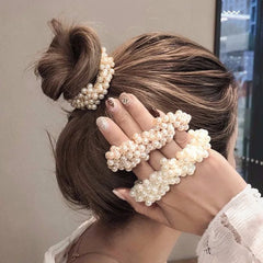 Lunivop  Elegant Lady Rubber Band Rope Pearl Hair Ring Girls Beaded Scrunchies Rubber Bands Ponytail Hair Accessories Elastic Headband