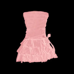 Lunivop  Y2k American High Street Strapless Harajuku Moda Dresses Elegant Lace Belt Design Streetwear Dress Soft All Match Girl Clothes