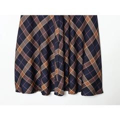 Lunivop  Check Printed High Waist Skirt Women's Spring Autumn Long Skirt Casual Hem Ruffles Midi Skirts For Women New ﻿