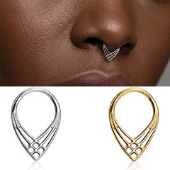 Lunivop  1Pc 16G 8mm Septum Clicker Nose Ring Hoop Stainless Steel Low Allergy CZ Zircon Hinged Cartilage Helix Daith Piercing