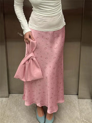 Lunivop   Summer Floral Printed Fashion Long Skirt Women Korean High Waist Slim Elegant Party Skirts Ladies Casual Midi Skirt Streetwear