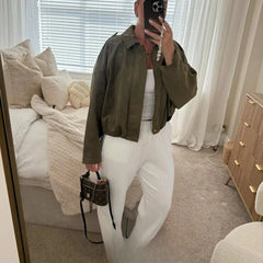 Lunivop  Fall Winter Women's Bomber Jacket Lapel Long Sleeve Zipper Suede Jacket Women High Street Jackets Coats Outerwears