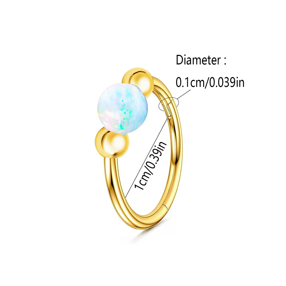 Lunivop  1Pc Surgical Steel Opal Nose Ring Hypoallergenic Nose Hoop 8mm/10mm Septum Cartilage Piercing Jewelry