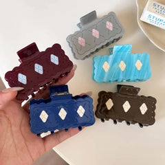 Lunivop  Fashion Blue Rectangular Hair Claws For Women Minimalist Half Zip Hair Clip Shark Clip Ponytail Clip Hair Accessories