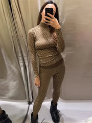 Lunivop  Autumn Winter Print Contrast Women's Pants Slim High Waist Patchwork Female Long Skinny Pant Lady Hip Package Trousers New