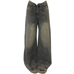 Lunivop Vintage Distressed Wide-leg Jeans Women's Spring Summer New Loose-fit Slimming Draped Versatile Trailing Straight-leg Trousers
