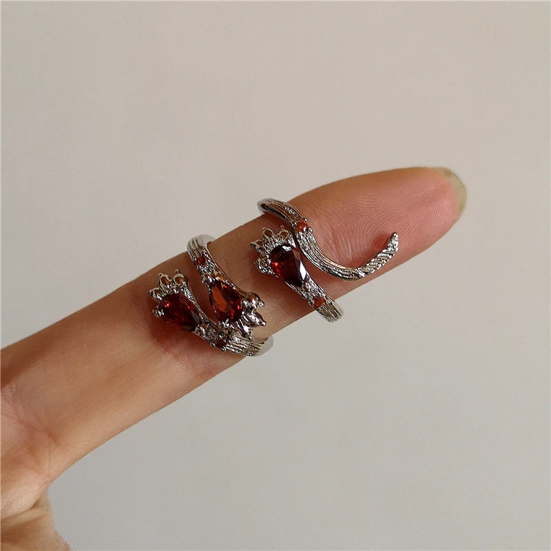 Lunivop Liquid Irregular Red Crystal Heart Pearl Star Rings Women Y2K Gothic Animal Ring Aesthetic Creative Grunge Jewelry Accessories