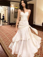 Lunivop Elegant Ruffles Spaghetti Women Long Dresses Fashion Strap Sleeveless Princess Party Dress Summer Slim Waist Casual Vestidos New