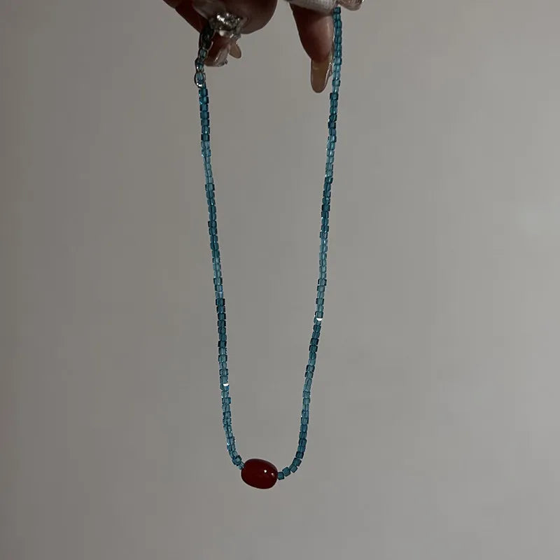 Lunivop Trendy Bohemia Colorful Beads Chain Choker Necklace for Women Men Girls Lovely Small Flower Accessories Necklaces Jewelry Gifts