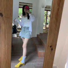 Lunivop  Y2k Mini Skirts Women Denim Lace-up Poskets Single All-match Fashion Sexy Hotsweet Simple A-line High Waist Slim Skirt