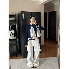 Lunivop Bottoms Chic Fake Y2k Jeans Streetwear Vintage Flare Pants for Women Casual High Waist Denim Trousers Pantalon Femme