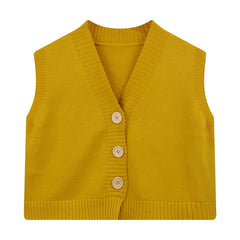 Lunivop Button Down Sweater Vest for Women Teen-girl V-Neck Sleeveless Crop Knit Jacket Top Basic Outfit