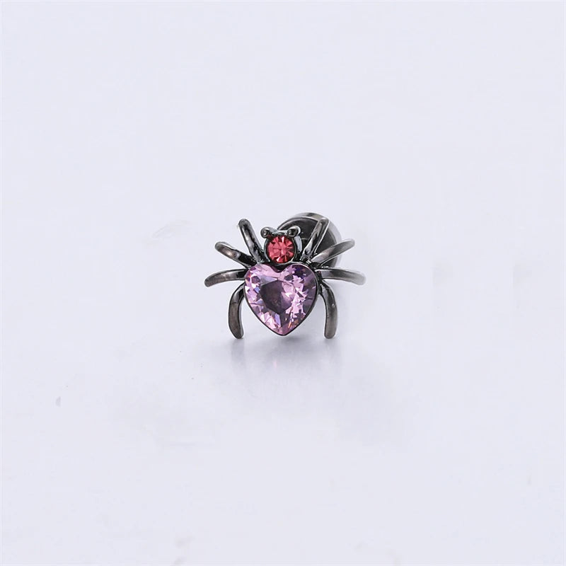 Lunivop 1 PCS Black Cross Rose Red Zircon Crystal Ear Bone Nail 316L Medical Titanium Steel Earrings for Women Y2K Punk Superior Jewelry