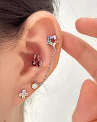 Lunivop Fashion Flower Cross Star Screw Back Stud Earrings for Women Girls Stainless Steel Gothic Cartilage Helix Ear Piercing Earrings