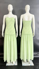 Lunivop New Green Jacquard Mesh Patchwork Summer Dress Women Elegant Slip Backless Zip-up Maxi Dress Female Party Holiday Dress