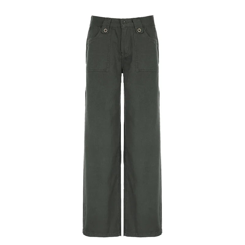 Lunivop Low Waisted Flare Jeans Streetwear 2000s Clothes Y2k Women Bottom Belted Cargo  Vintage Denim Pants P67-DI27