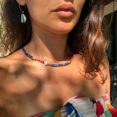 Lunivop Bohemia Seed Beaded Natural Stone Choker Necklace for Women Girls Beach Boho Party Trend Jewelry